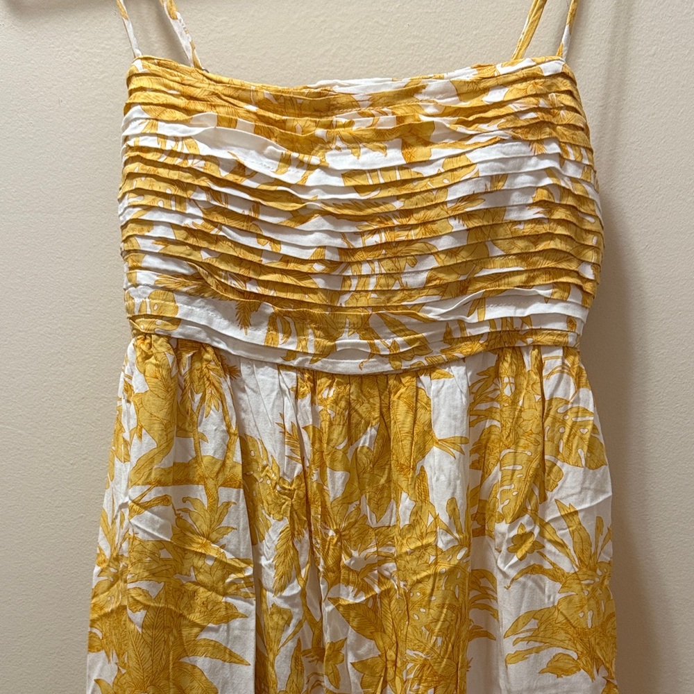 Yellow and White Floral Midi Dress
